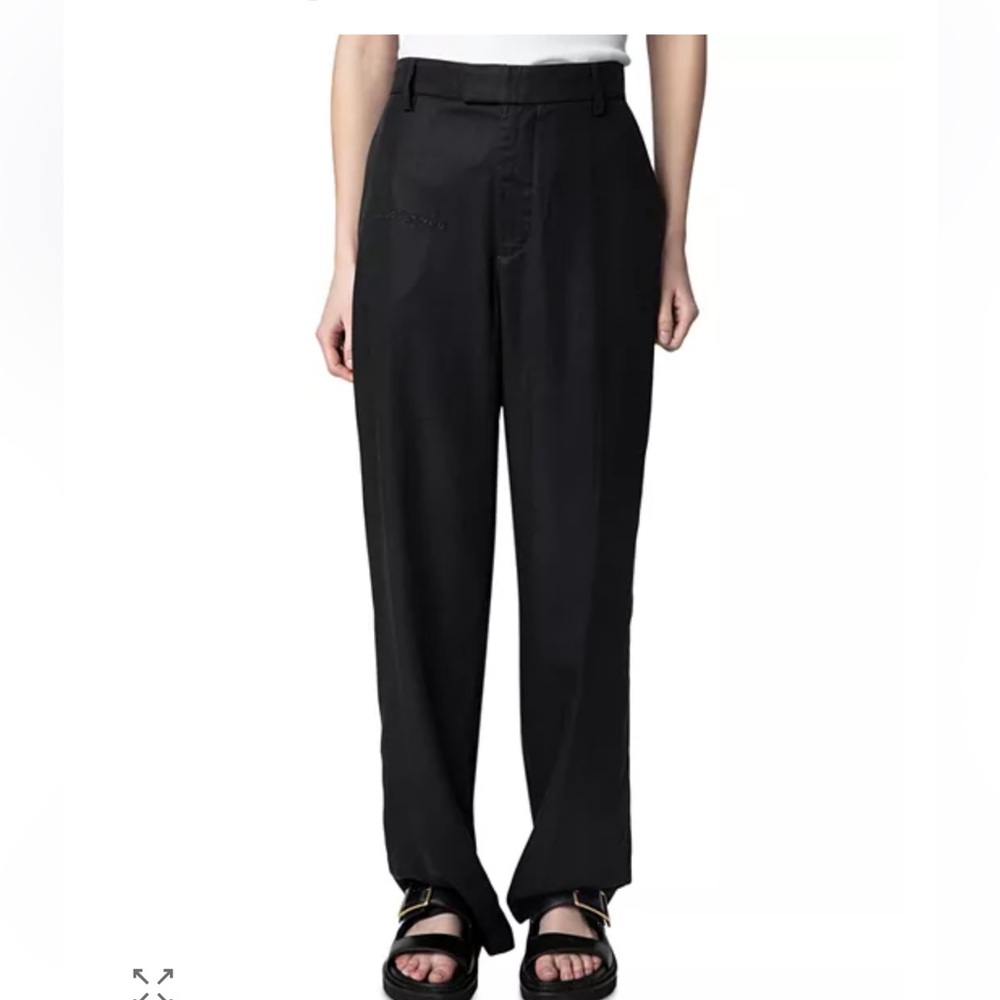 Zadig & Voltaire Peter Embroidered wide leg pants Black